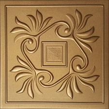 Ceiling Tiles, Glue Up 20" x 20", Decorative, Styrofoam, LAURA Metalic GOLD