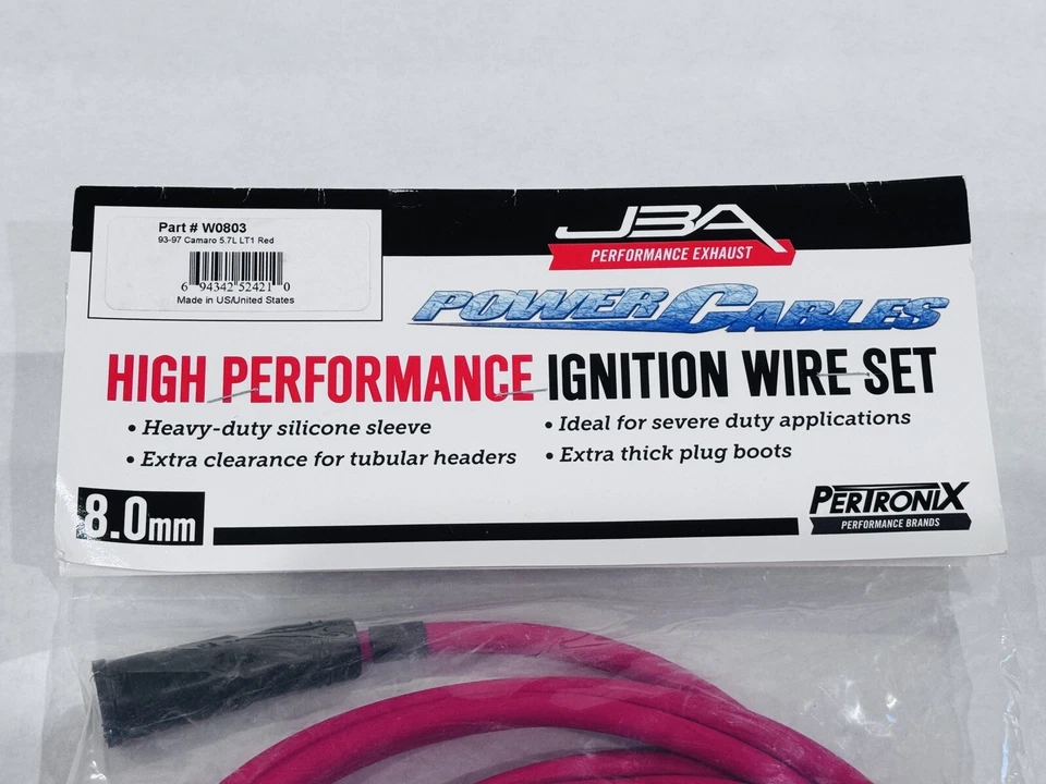 JBA Spark Plug Wire Set-Ignition Wires W0803 For 1993-97 Chevrolet Camaro 5.7L - Image 2 of 2