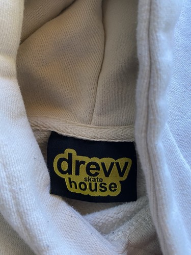 Justin Bieber Drew Skate House Logo Hoodie Smiley Men’s Sz Large White Cream - Picture 6 of 7