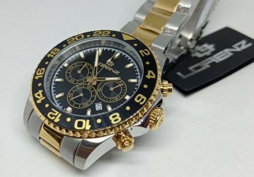 OROLOGIO UOMO LORENZ CRONOGRAFO DIVER,CASSA 42mm,BRACCIALE ACCIAIO E ORO,CHRONO  | eBay