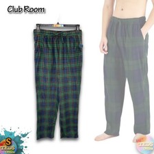 NWT Club Room Men's S Plaid Fleece Lounge Pajama Pants Only - Navy / Green