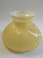 Student Lamp Shade Yellow Ribbed Swirl Cased Glass 7 Inch Fitter 