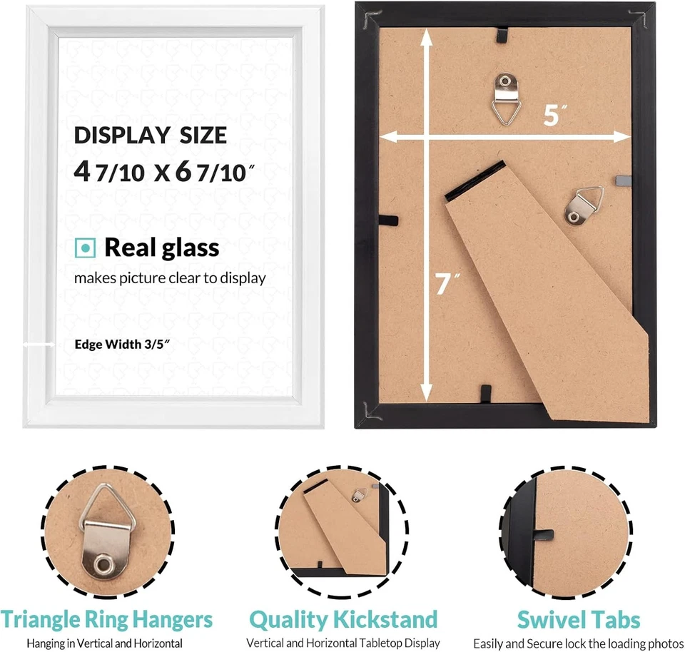 Molduras para quadros LaVie Home 5"x7" com vidro HD para tela de parede e mesa pacote com 12 - Imagem 4 de 4