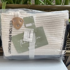 Large Blanket Basket, 20"x18  Woven Storage Baskets With Handle, Cotton Rope ...