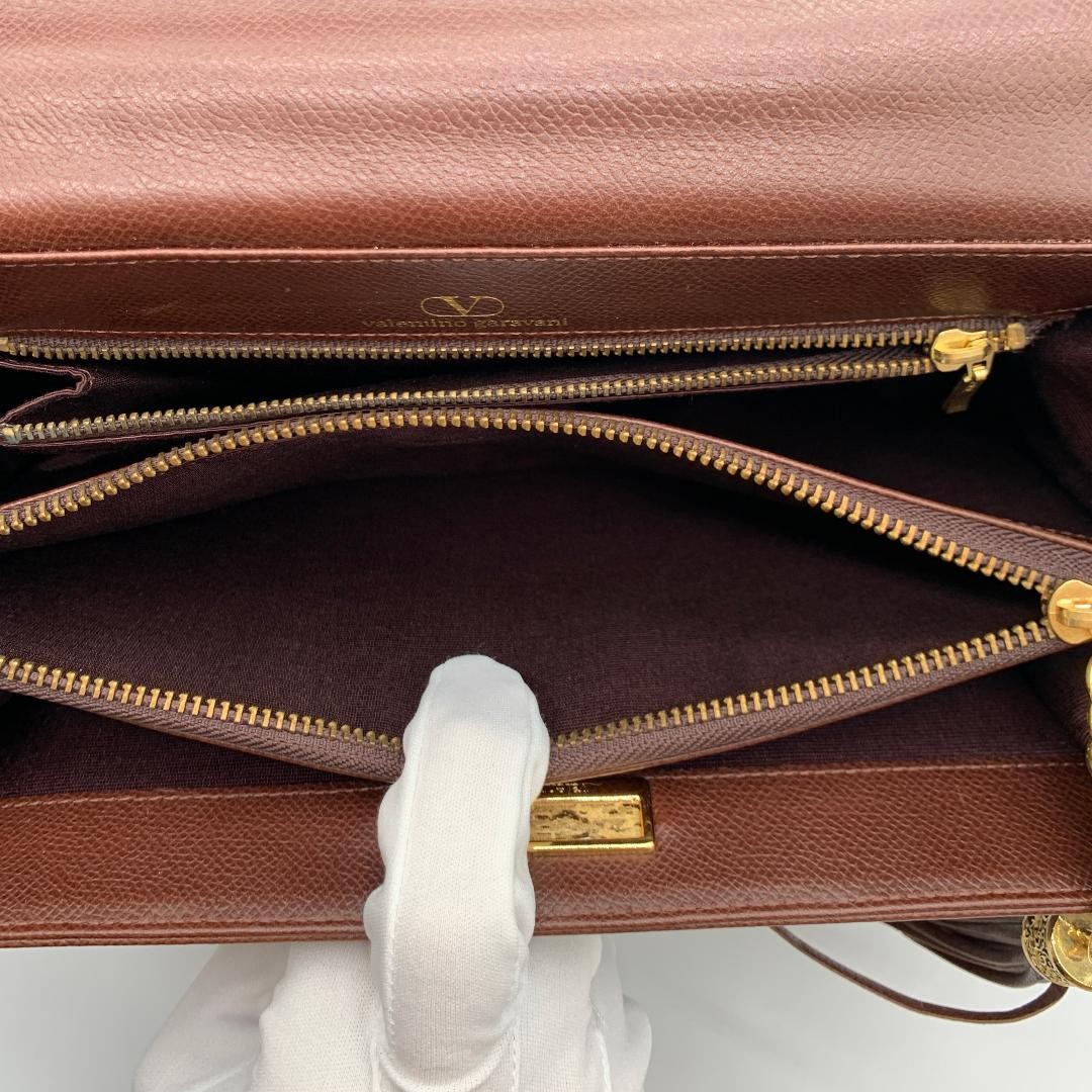 Valentino Garavani Leather Handbag Brown Top Handle Luxury Bag Women's Japan thumbnail 18