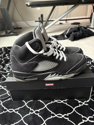 Nike Air Jordan 5 Mid Top Black/Gray/Red Lace-Up Jumpman Men's Sneakers