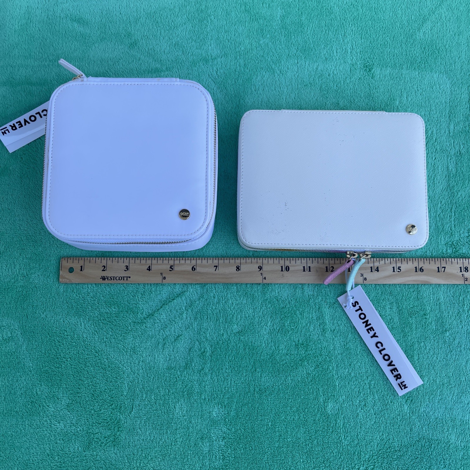 Two Stoney Clover Lane Travel Cases, Jewelry Box, 2 White Zip Cases
