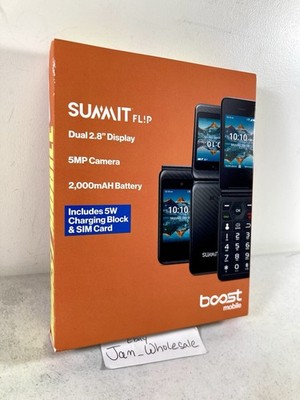 Locked To Boost Mobile Prepaid Summit Flip Phone 8GB 5MP 2.8  Black NEW SEALED!
