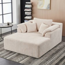 60In Chaise Lounge Chair Indoor Oversized Corduroy Upholstered Boneless Sofa Bed