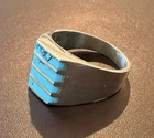 925 Sterling Silver Ring with Turquoise, Vintage From Mexico Size 12