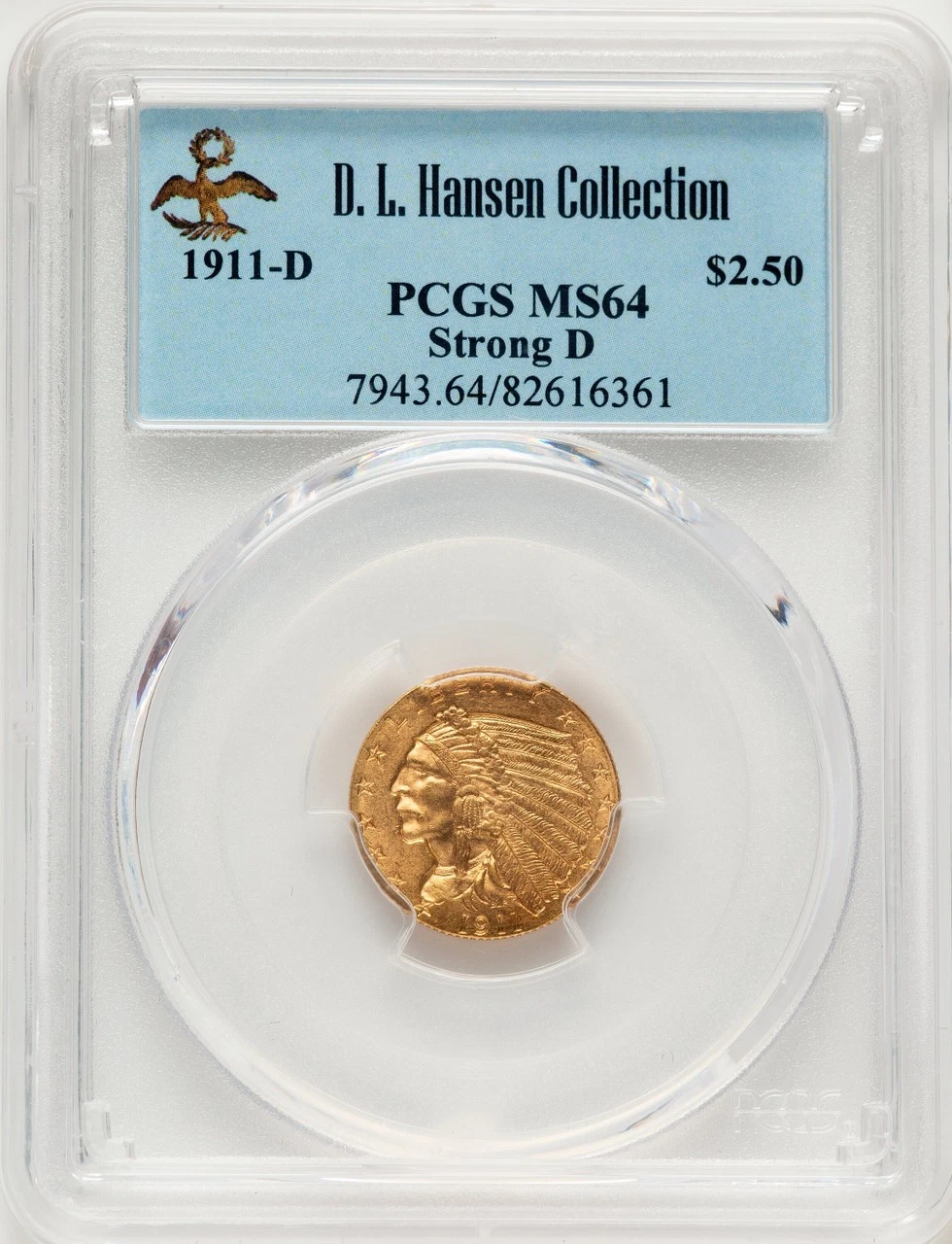1911-D $2.50 Indian Quarter Eagle PCGS MS64
