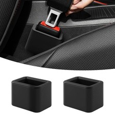 2 PCS Seat Belt Buckle Holder, Silicone Seatbelt Buckle Booster Black