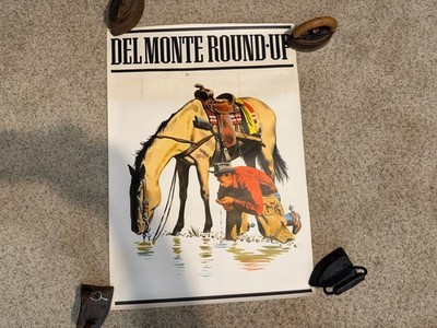 Del Monte Roundup Original Poster VINTAGE  1965 Cowboy Watering Horse A7