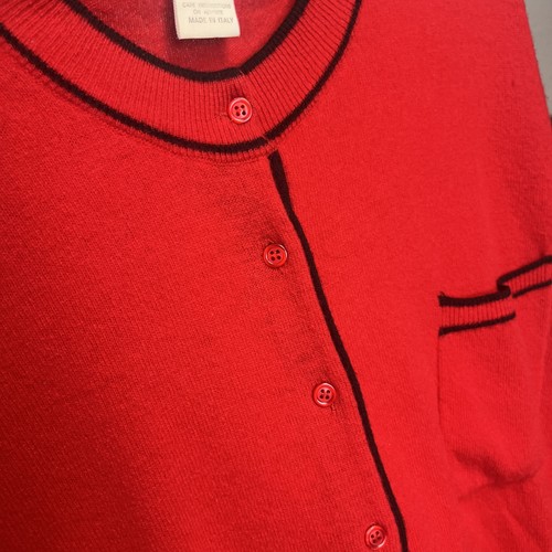Unbranded Italian Lambswool L 16-18  Red Black Cardigan