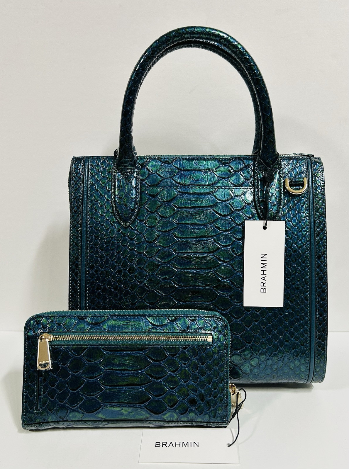 Brahmin Small Caroline Evergreen Kalopsia Leather Satchel & Suri Wallet ---NWT image 3