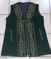 Weste Samt Jacke Stickerei Trachtenjacke Tracht orientalisch Folklore gr&uuml;n J&auml;ger