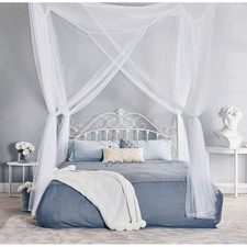 White 4-Post Bed Netting Mosquito Net for Canopy Beds - Fits size Full Queen and