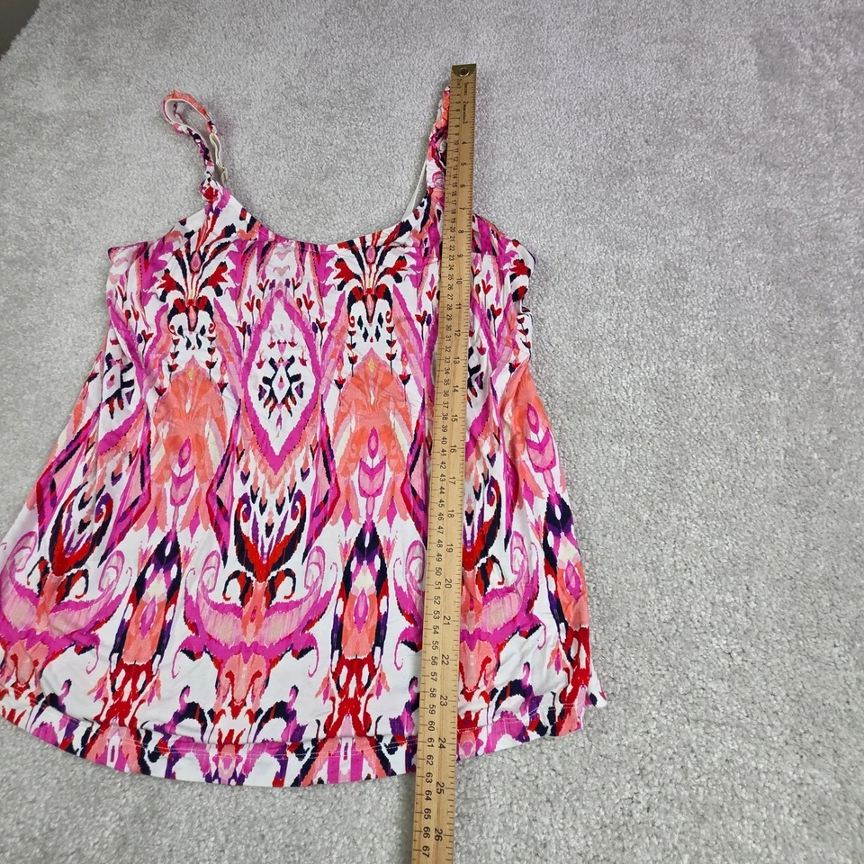 Conjunto de pijama feminino Soma médio rosa laranja estampa Ikat shorts camisa dormir - Imagem 4 de 4