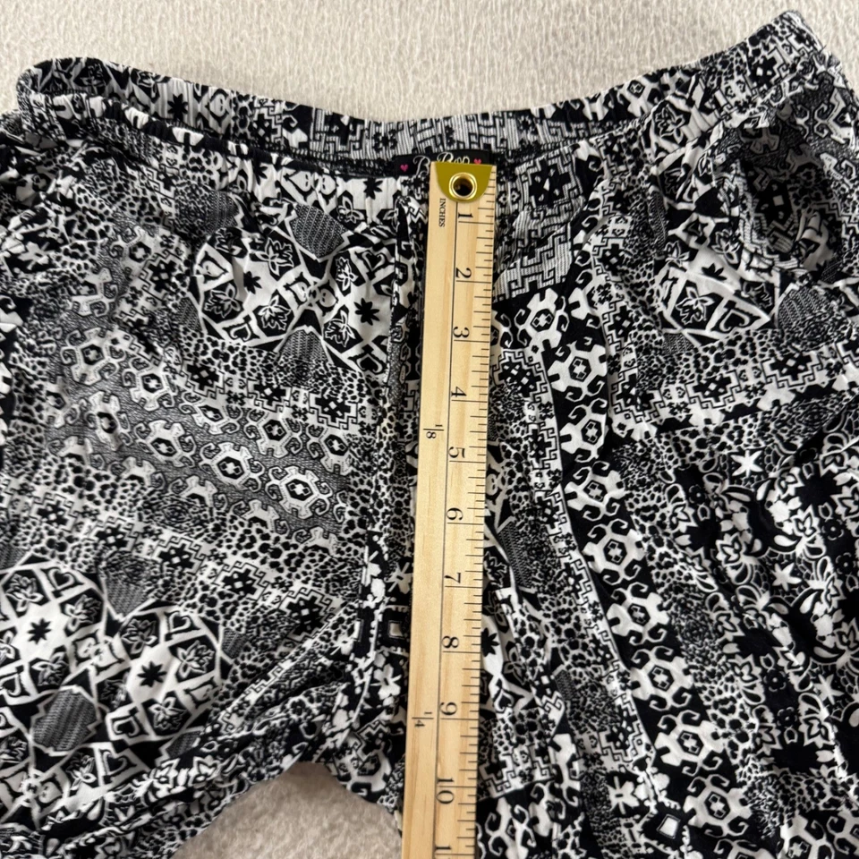 Pantalones Palazzo BeBop Negros Blancos Estampado Patchwork Pierna Ancha Para Mujer Medianos Boho Foto 4 de 4
