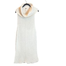 Free People Ivory Cotton Knit Cowl Neck Sleeveless Sweater Dress Medium Ivory