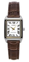 Casio Verchromt Lederarmband WeißEs Zifferblatt Quarz LTP-V007L-7B2 Damenuhr