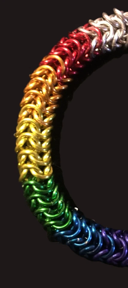 Bracelet LGBTQ Chainmail Maille Rainbow Grunge Glam Snake Chain Handmade New - Image 3 of 4