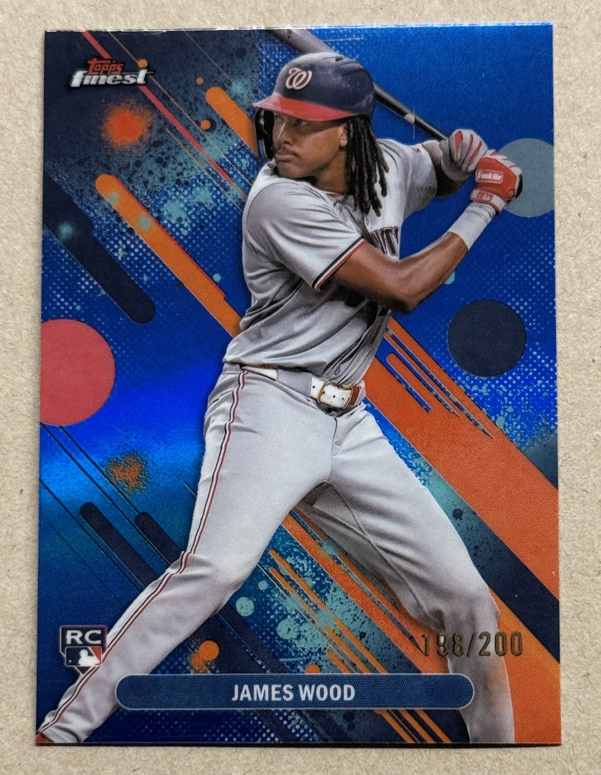 2025 Topps Finest James Wood Blue /200 #100 Washington Nationals Rookie Card RC