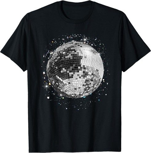 Black and White Disco Ball Club Retro Dance Party Vintage Graphic T-Shirt Gift