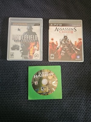 Lot Of 3 Ps3 Games; Assassins Creed II, Tomb Raider Underworld, Battlefield BC2