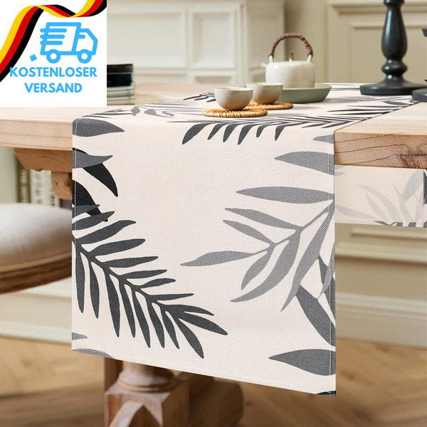 TischläUfer Modern Wohnzimmer TischläUfer Schwarz TischläUfer Grau BläTter Tisch-image