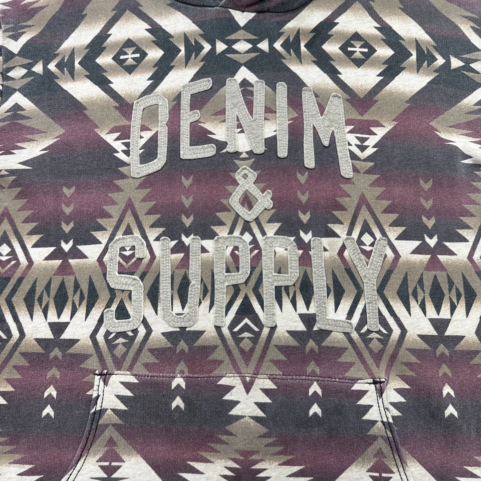 Denim Supply Ralph Lauren Sudadera con Capucha XL Rojo Marrón Azteca Suroeste Sudadera Logo Foto 3 de 4