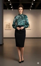 TED BAKER ROCOCO PRINTED LONG SLEEVES SMOKED TOP SIZE (8-10)