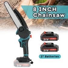 8" Mini Chainsaw Cordless Electric Handheld Chain Battery Power Wood Cutter Tool