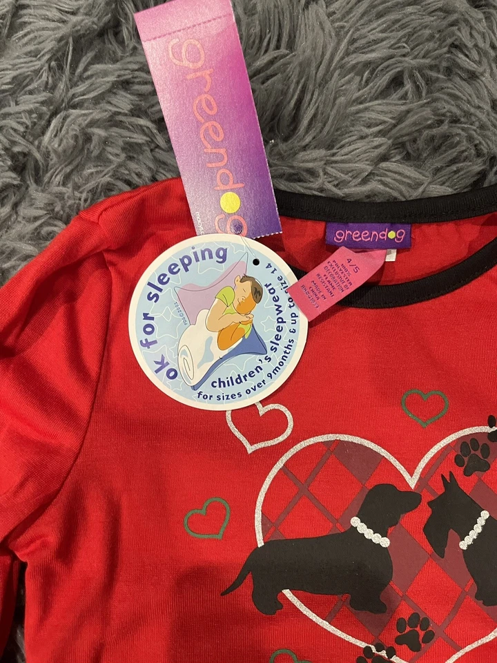 Greendog размер 4/5 красный Scottie собаки пижамы изделия фланели тепловой Sleepwear новый с Ярлыками - Изображение 4 из 4