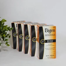 Bigen Hair Color 57 Dark Brown Permanent Powder Plastic Bottle 0.21 oz Lot of 5