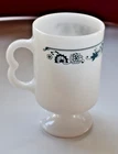 VTG 1972 Pyrex Corning Corelle OLD TOWN BLUE Pedestal Footed Milk Glass Mug