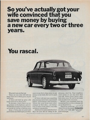 1966 Volvo 4 door Sedan Wife Convinced You Rascal Photo VINTAGE PRINT AD
