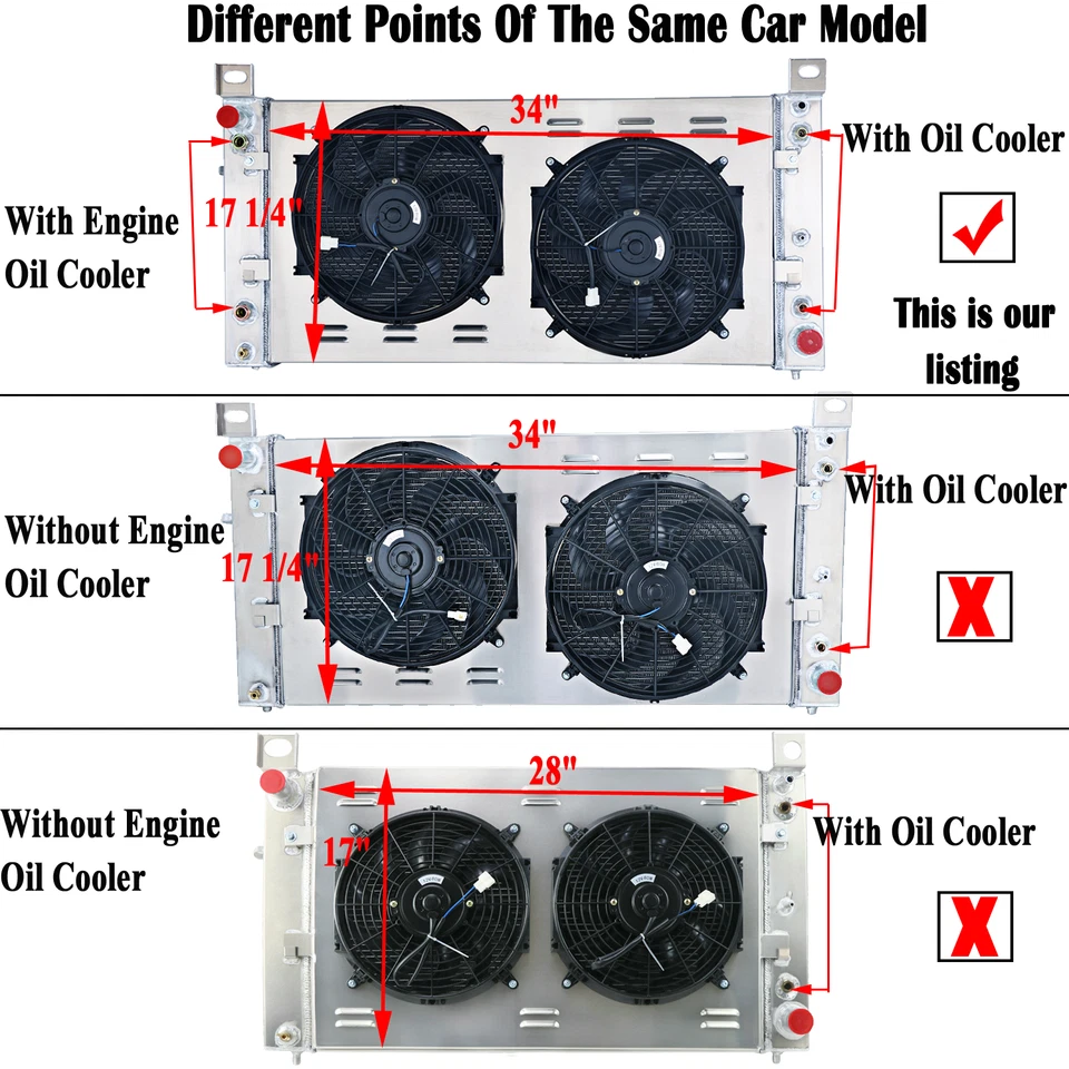 3 Row Radiator Shroud Fan fit 1999~2014 Chevy Silverado 1500/2500 GMC Yukon US Foto 2 de 4