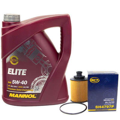 Motoröl Set 5W40 5 Liter + Ölfilter SH4797P für Fiat Idea Panda Opel Corsa C 
