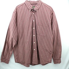 EDDIE BAUER Men's Classic Fit Red Plaid Long Sleeve Button Down Shirt Size XL