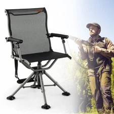 360 Degree Folding Silent Swivel Hunting Chair W/ All-terrain Feet 400 LBS Black