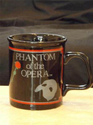 Phantom Of The Opera Broadway Show Coffee Mug 1988 Silver Mask Red Rose