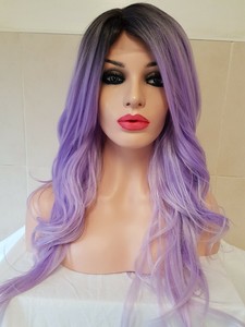 Ombre Purple Curly Perm Human Hair Wig Lace Front Ebay