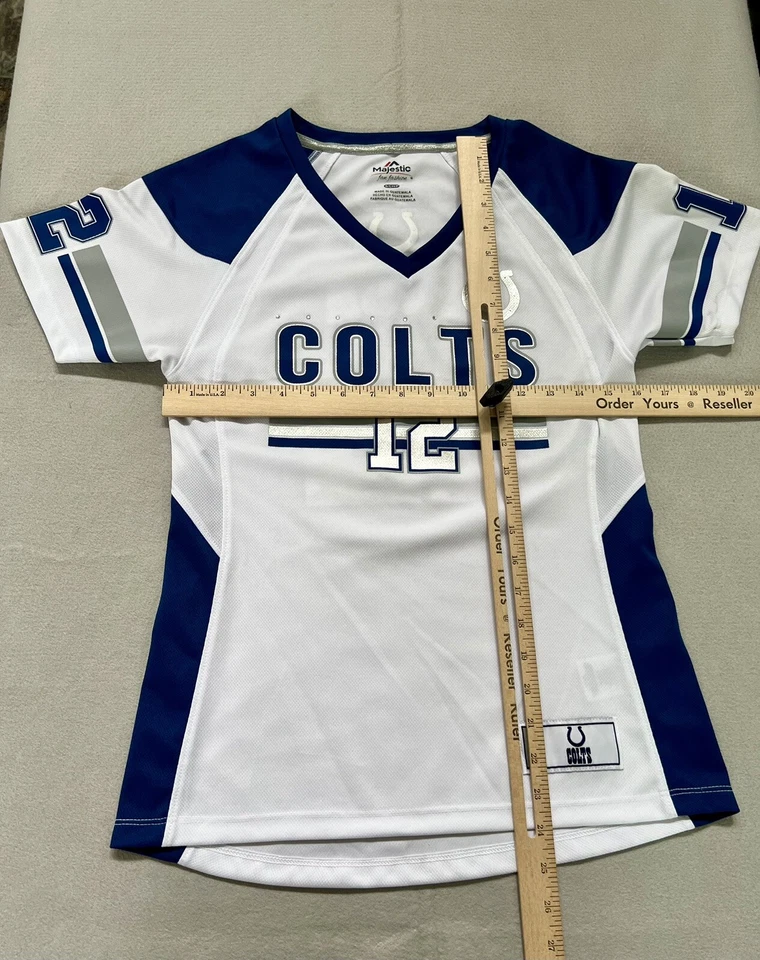 Camiseta deportiva para mujer Majestic Indianapolis Colts estrás talla pequeña Foto 4 de 4