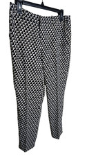 Joie Women's Rosmira Caviar Sz 8 Black  White Straight Leg Geometric Dress Pant