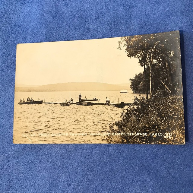Belgrade Lakes Maine ME RPPC Postcard 1938 Woodland Camps eBay