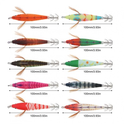 10pcs Glow Jigs Shrimp Fishing Lures Artificial Luminous Jig Hook Bait Kit
