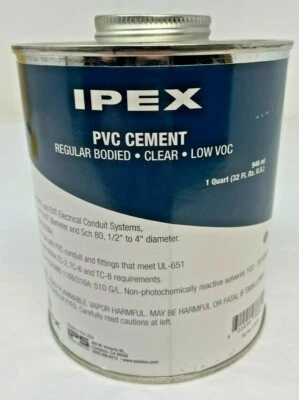 1X Quart New Ipex PVC Cement Medium Bodied Clear Low VOC 078885