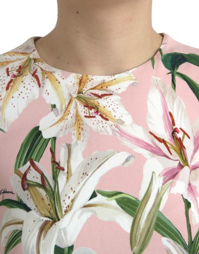 DOLCE & GABBANA Dress Pink Lily Viscose Sheath Stretch Midi IT38/US4/XS 2330usd - Picture 4 of 11