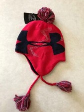 NWT Under Armour Kids Earflap Knit Acrylic Winter Hat Size 4-7